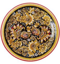 Тарелка одноразовая бумажная "Хохлома", 230 мм, 10 штук