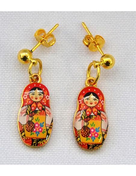 Серьги Матрешки гвоздики (пусеты)